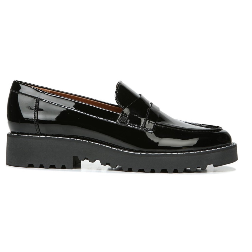 Franco Sarto Loafers Cassandra Black Patent Size 6